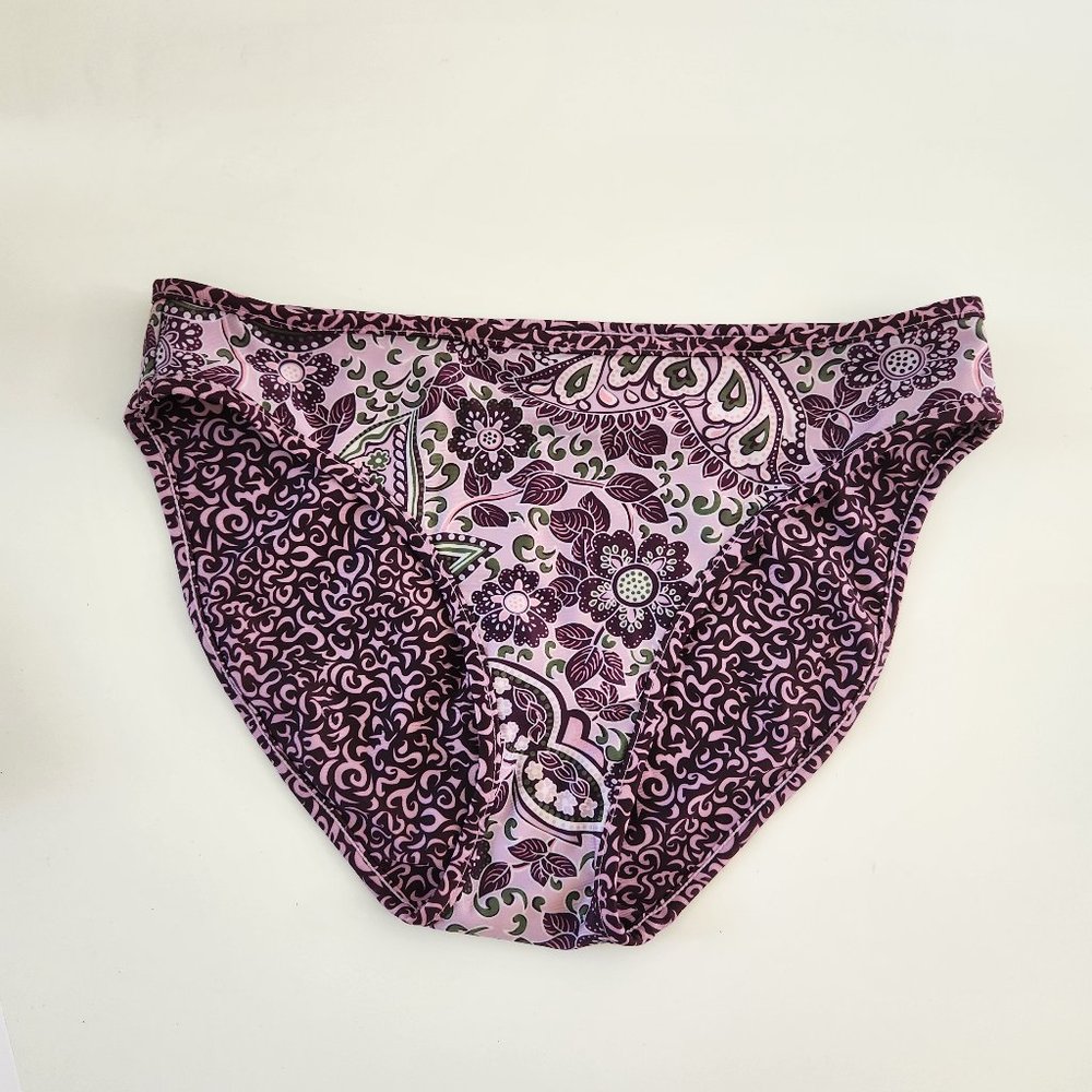 Bikini Bottoms Size Large Reversible Purple Green Floral
